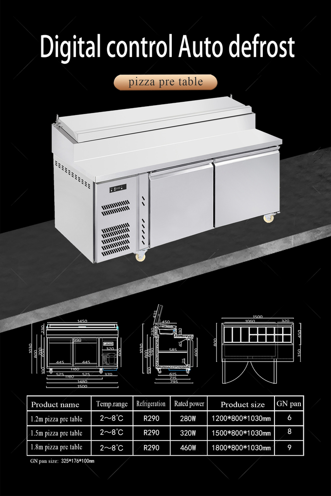 Under Counter Salad Table Commercial Refrigeration Pizza/Sandwich Prep Table