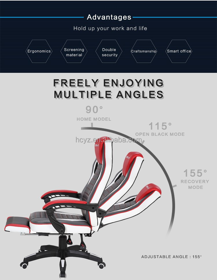 HCYZ OEM Racing Style Leather Office Gaming Chair For Children Metal Type Iron Swivel