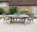 Customized Outdoor Concrete Furniture GRC Patio Garden Bench Table For Poolside