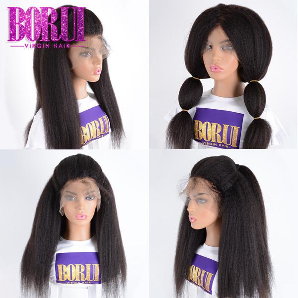 BORUI Indian Preplucked Kinky Straight Human Hair Transparent Swiss Lace Front