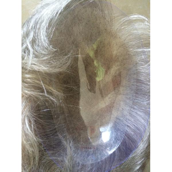 Gray Human Hair Mens Toupee Hair System For Men Customizable