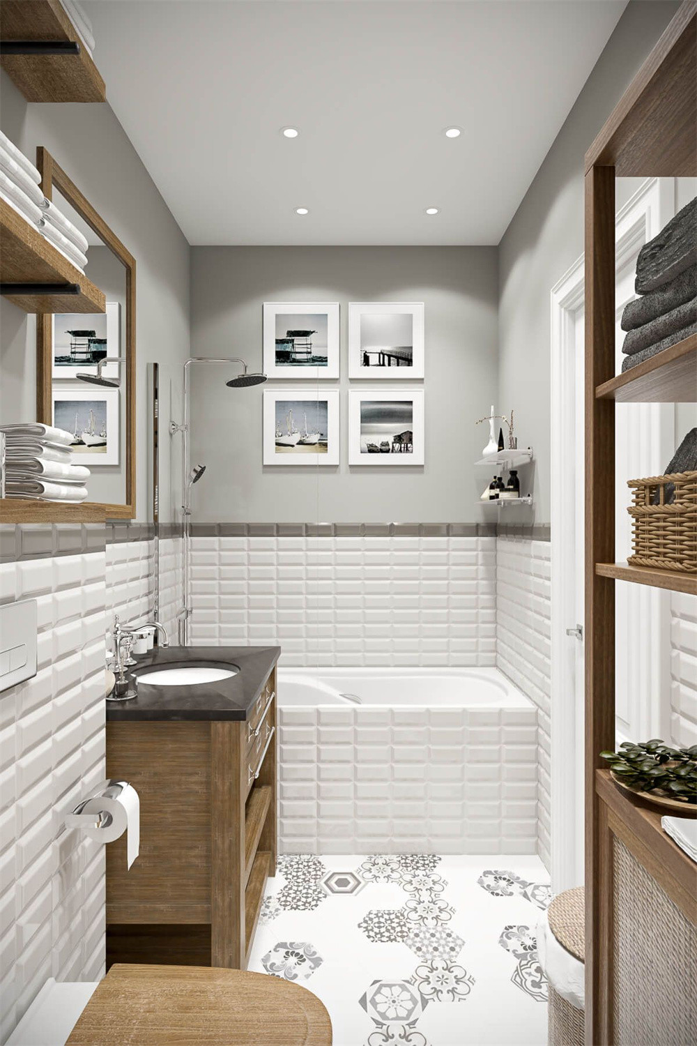 White And Black Basic Bread Tiles And Subway wall Tiles 75x152mm For Kitchen