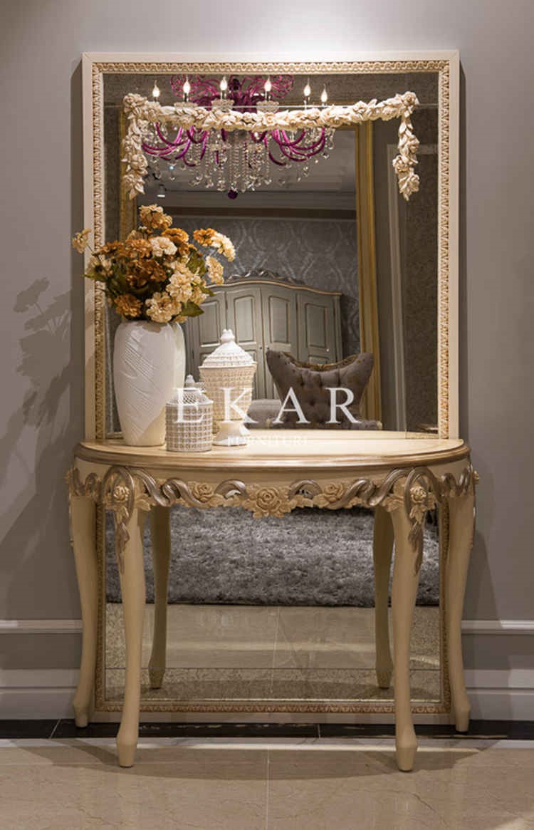 Wooden Cabinet Wall Console Table Acrylic Round Entrance Table Half Moon Console Table