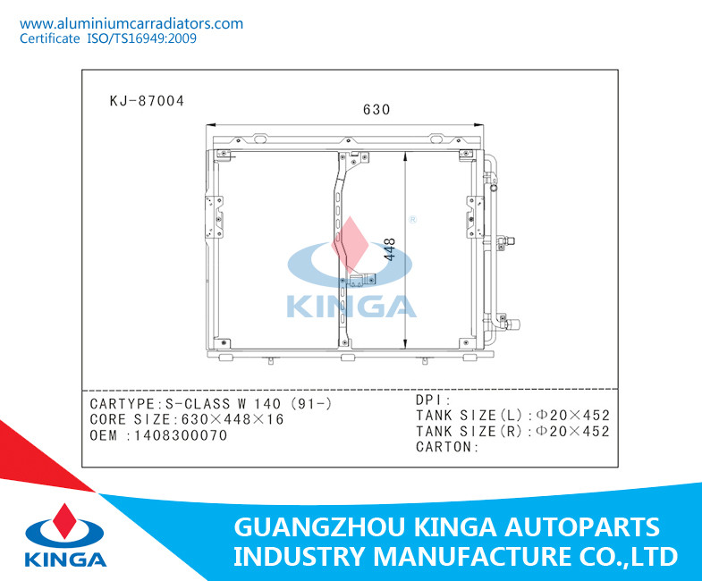 OEM 1408300070 BENZ Car Air Conditioning Condenser For S-CLASS W 140 1991-
