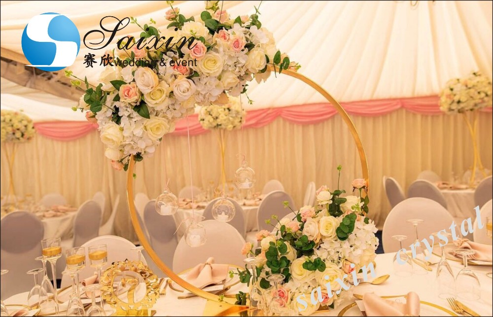 Crystal Gold Flower Vase Metal Stand For Living Room Wedding Table Decoration