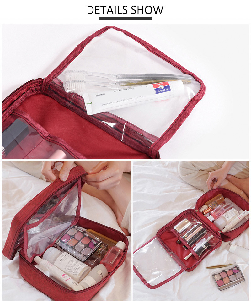 China Supplier Custom Square Cosmetic Toiletry Bag With Zipper Waterproof