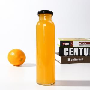 China Round 12oz 350ml Orange Juice Glass Bottle With Metal Lid wholesale