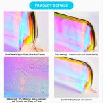 Portable 2pcs Holographic Makeup Bags With Gold Zipper