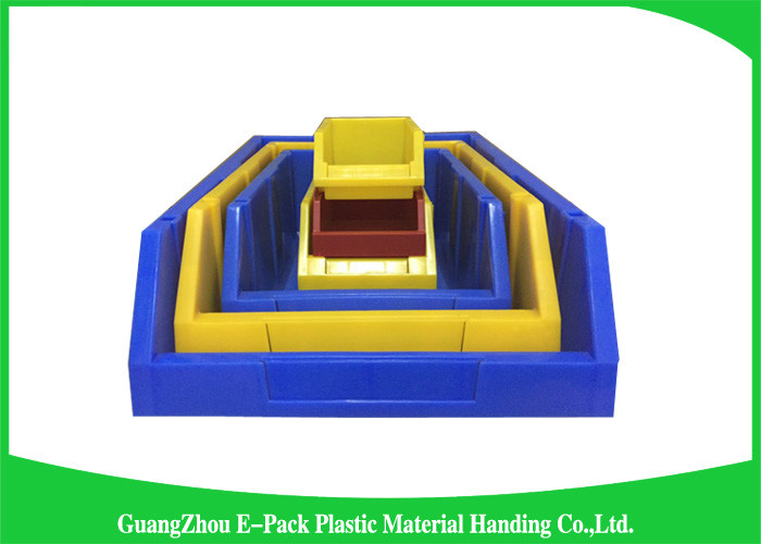 Commercial Stackable Bins With Hinged Lids , Heavy Duty Warehouse Storage Containers