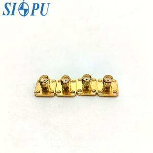China Robust Brass SMA 4-Hole Flange-Mounted Receptacle Gold-Plated RF Coaxial Connector for Stable Frequency Transmission wholesale