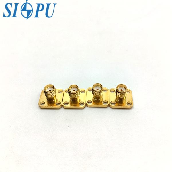 Robust Brass SMA 4-Hole Flange-Mounted Receptacle Gold-Plated RF Coaxial Connector for Stable Frequency Transmission
