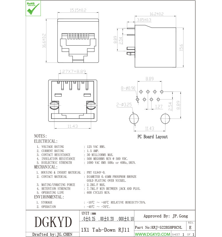 Unshielded 180 Degrees Top Insertion RJ45 Keystone Jack 8p8c Ethernet Socket