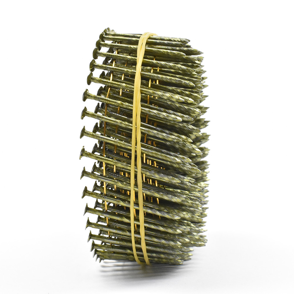 15 Degree .120''*3'' Bright Finish Screw Shank Flat Head / Checked Head Pallet Coil Nails