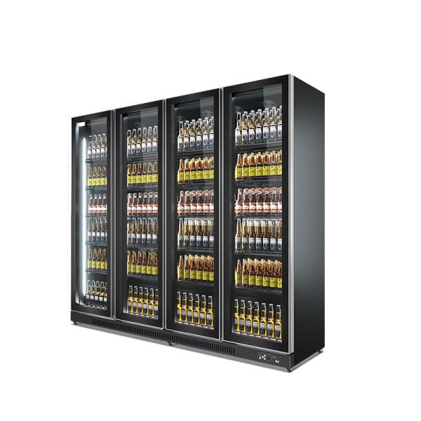 4 Glass Doors Beer Bottle Juice Cold Drink Vertical Display Beverage Showcase