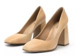Womens Brown Genuine Leather Dress Shoes 3inch High Heel Platform Closed Toes