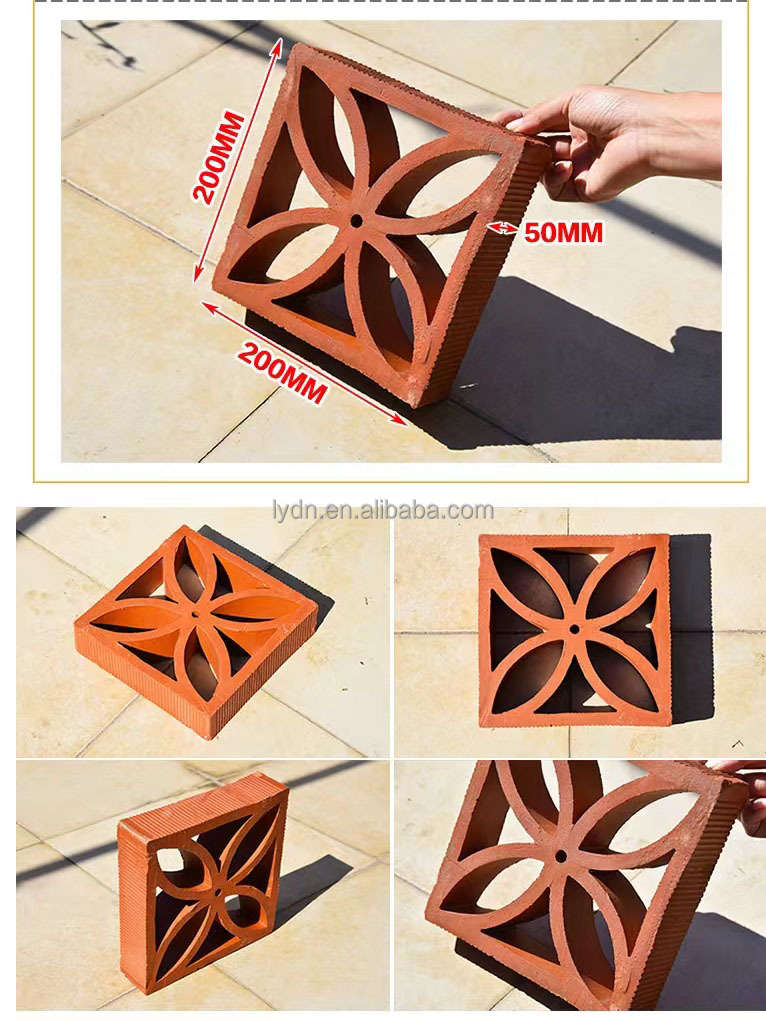 Common Size 240*120*60mm Handmade Clay Fire Bricks Ventilation Tiles Heat Insulation up to 800°C for Garden Panel Facade
