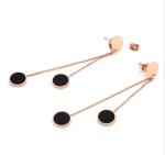 Long Tassel Stainless Steel Earring, High-end Black Drop Earring for Girls Long