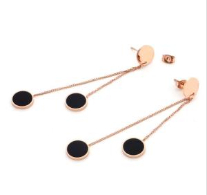 China Long Tassel Stainless Steel Earring, High-end Black Drop Earring for Girls Long Dangle Fashion Jewelry wholesale
