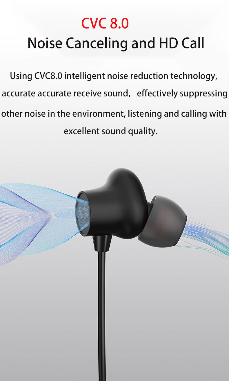 Noise Cancelling CVC 8.0 Retractable Neckband Earbuds 33 Feet Working Range