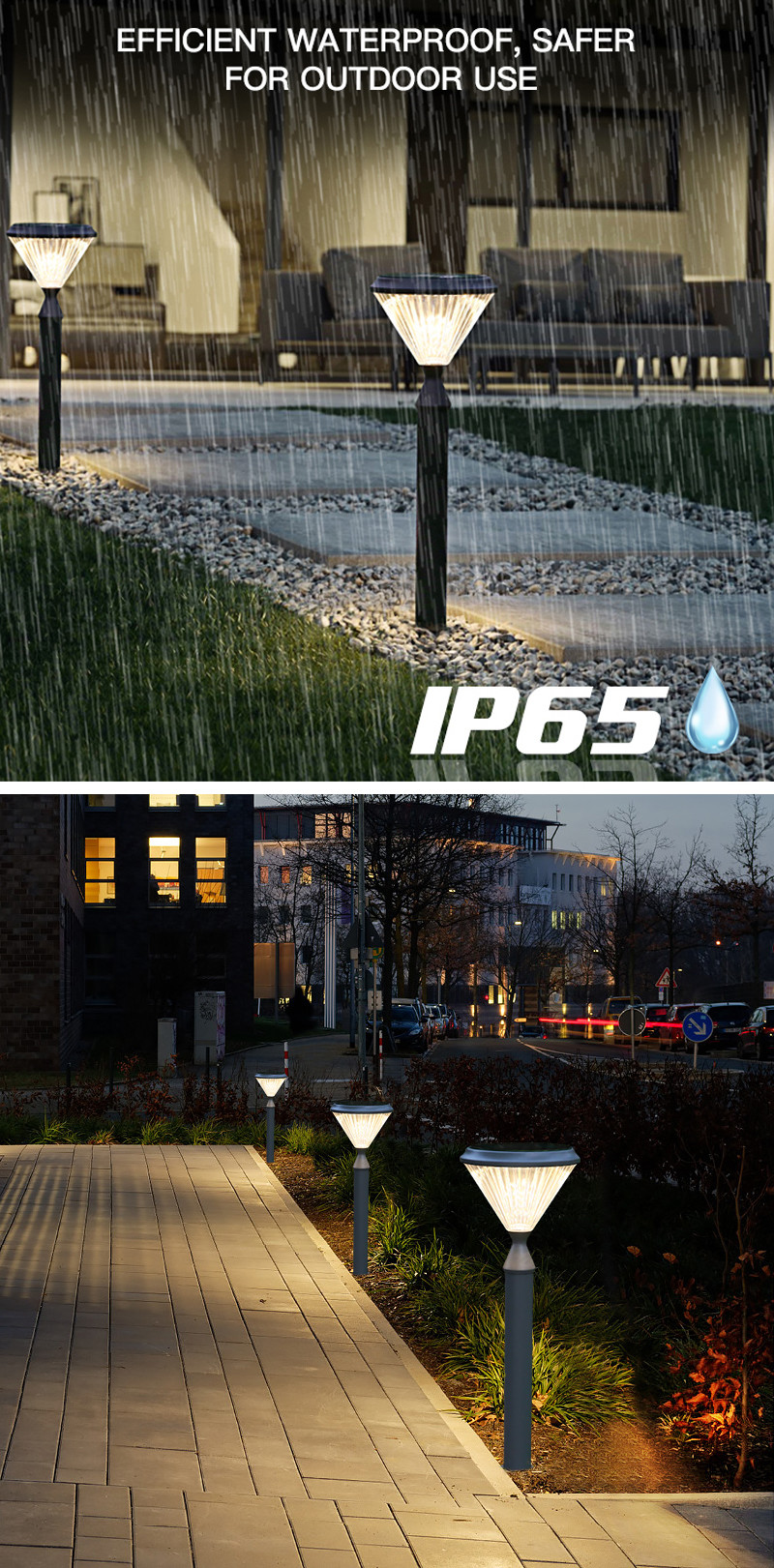 Aluminum Waterproof 3.2V Solar Wall Garden Light 50000H Post Pillar Pathway Decoration