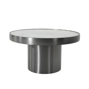 China Round White Marble And Metal Accent Table Stainless Steel Base wholesale