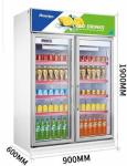 1000L Commercial Beer Coolers , Stainless Steel Upright Double Door Display
