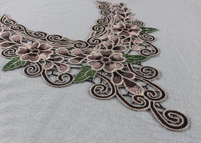 Venice Lace Applique Multi Color Lace Collar Applique With Floral Embroidery For Dresses