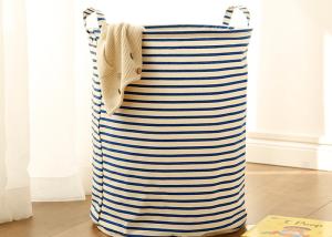 Laundry basket storage bag large box customizable colors stripe Green blue Cotton Linen