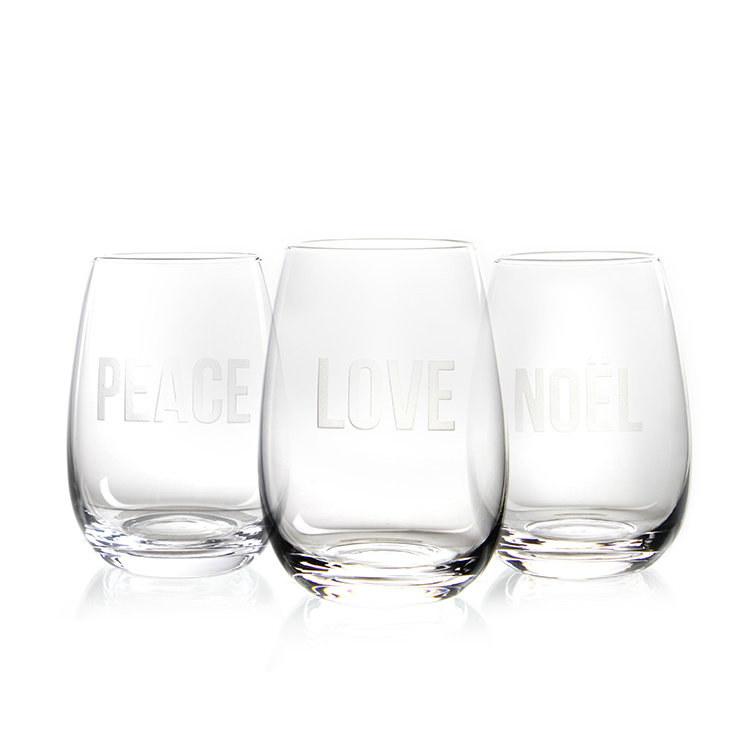 Best sellers transparent lead free crystal stemless red wine glass cup with engraving decoration