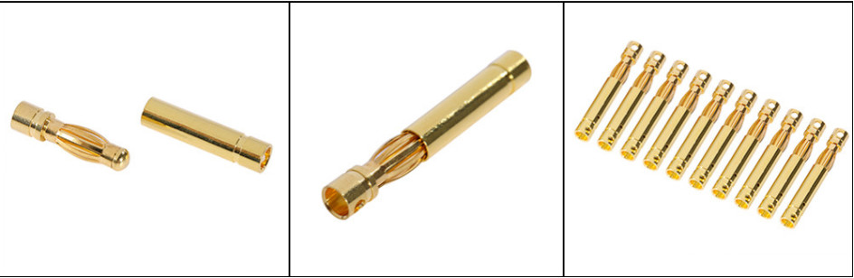 3mm Gold Bullet Banana Plug Connectors 80A/60A Durable For RC Car
