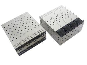 China Stacked SFP Cable Connector , SFP Cage Assembly 2x4 Port Copper Alloy Contact wholesale