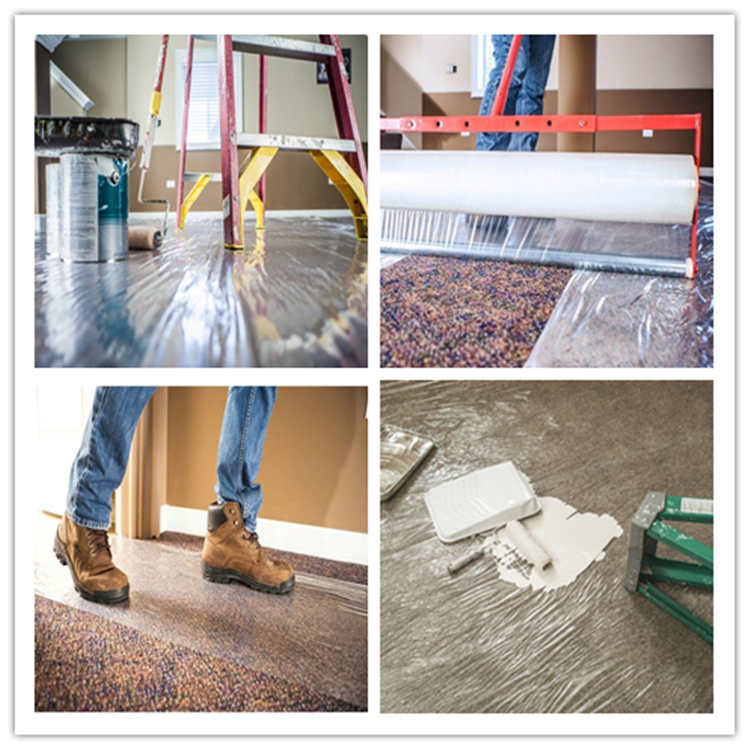 Anti Paint Spills 24 Inch 3,4mil Self Adhesive Carpet Protector Film For Hotel Renovation