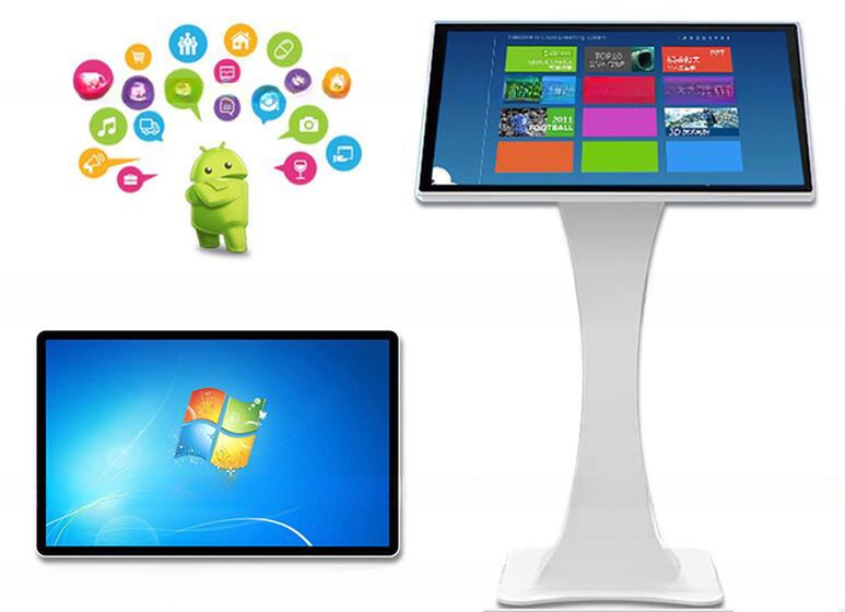 24" inch floor based capacitive multi touch computer kiosk interactive self-service info terminal with intel i3 i5 i7