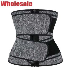 China Neoprene Sauna Belt Double Belted Waist Trainer With Velcro Straps wholesale