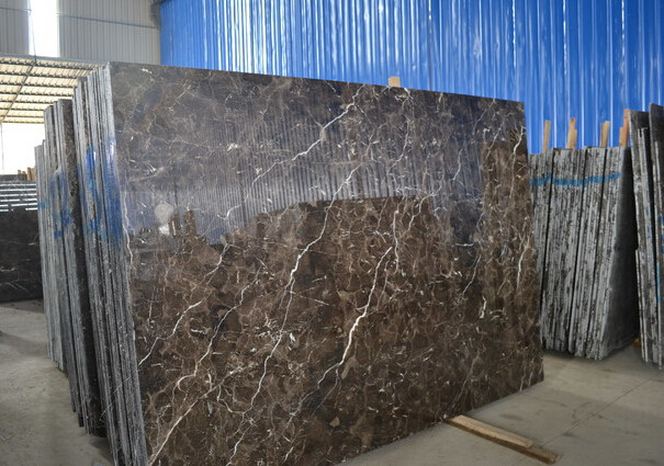 Marron Emperador Dark Marble Stone Slab , Granite Bathroom Tiles For Floor And Wall