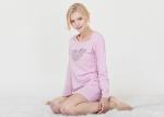Pink Ladies Long Sleeve Nighties / Womens Summer Nightgowns Heart Shape