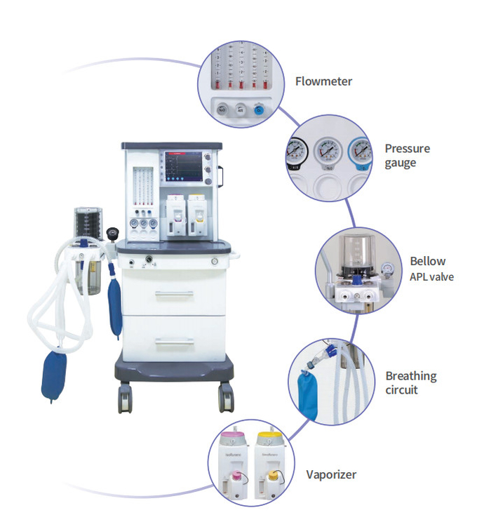 O2 N2O AIR Anesthesia Ventilator Machine S6100A Anesthesia Equipment