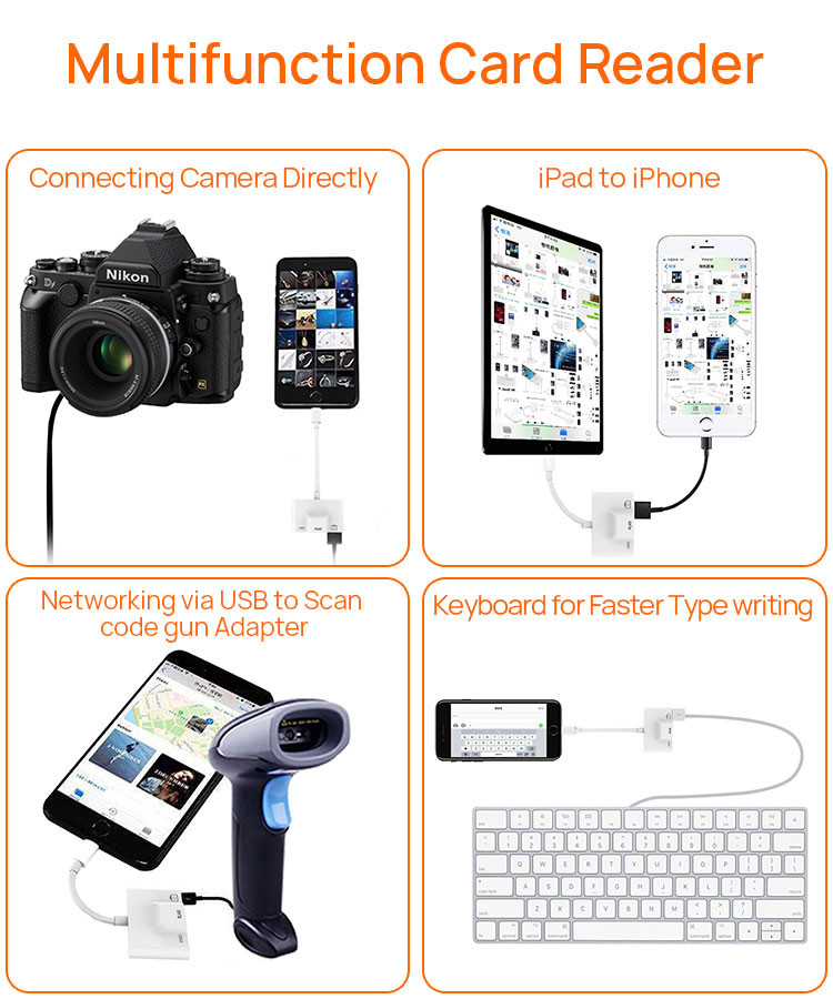 FOCUSES SGS 3 In 1 Multifunctional OTG Card Reader For Iphone