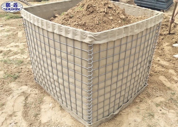 Welded Wire Mesh Defensive Bastion Hesco Sand Filled Barriers 4 Cells