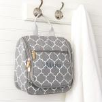 Personalized Modern Moroccan Grey Canvas Hanging Makeup Travel Bag