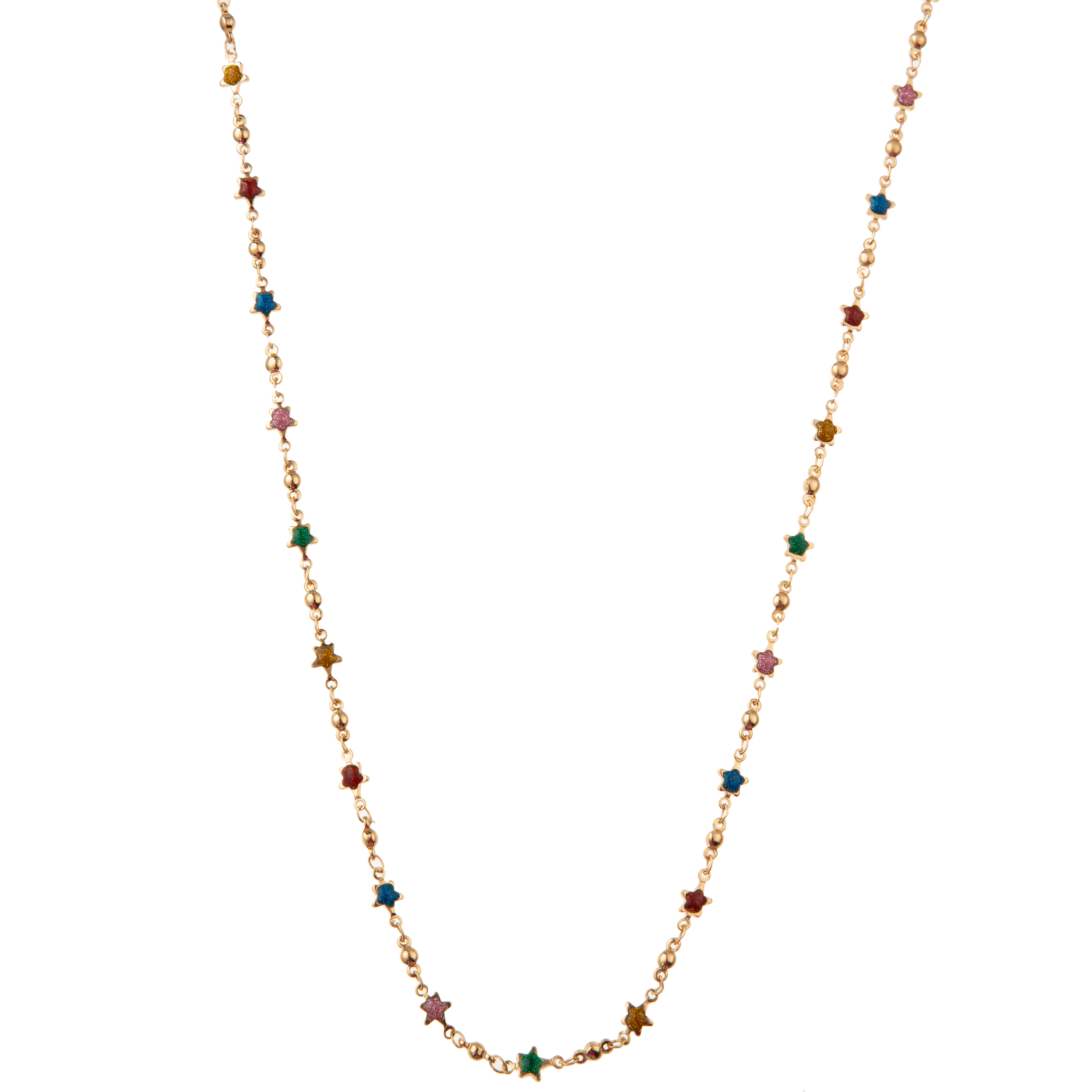 Multicolor Beaded 14K Gold-Plated Chain Link Necklace with Butterfly/Flower/Heart/Shell/Star Pendant