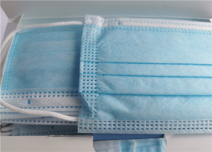 Blue Colur 3 Ply Non Woven Face Mask , Anti Pollution Earloop Medical Mask