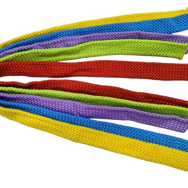 Braided Polyester Cord Colorful 15mm Flat Tubular For Handbag With Metal Aglets