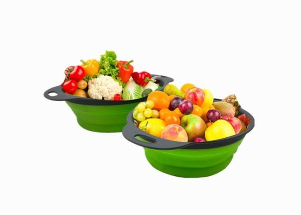 Collapsible Silicone Colander , Silicone Colander Strainer For Fruit Vegetable