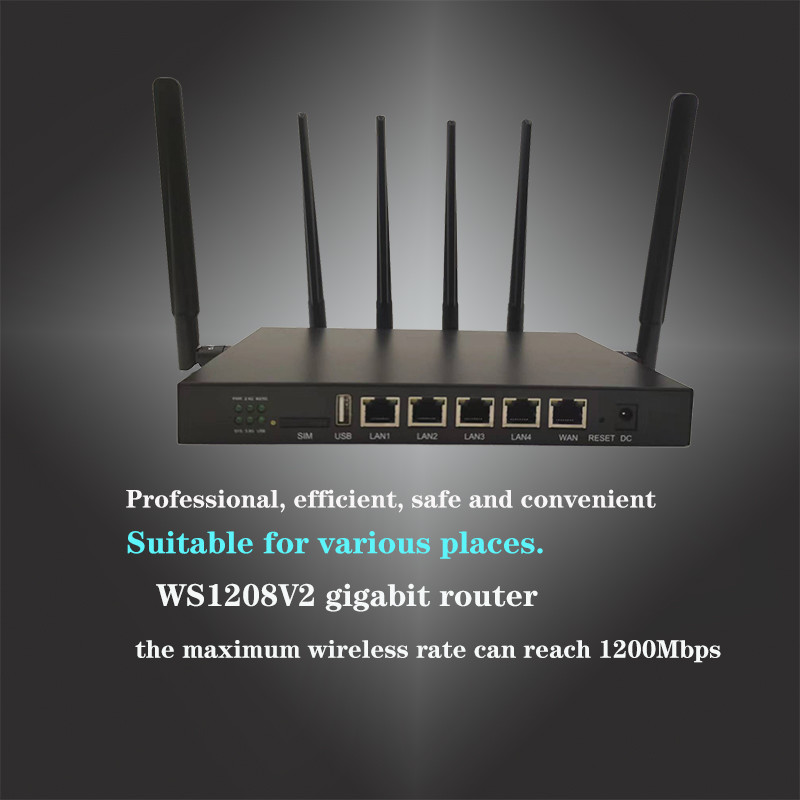 WS1208V2 Dual Band Wifi Router 5ghz Black Metal Shell With SIM Slot