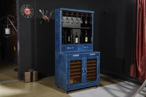 China Strong Canvas Bar Storage Cabinet , Wine Cabinet Furniture Brass Nails Decoration wholesale