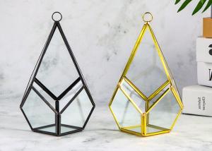 China Black gold color diamond shaped greenhouse glass artifact lamp cover water drop decoration wholesale