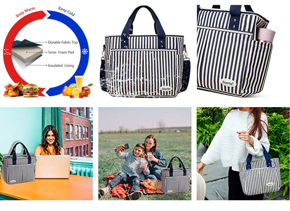 Extra Large Women Insulated Lunch Cooler Bags With Removable Shoulder Strap