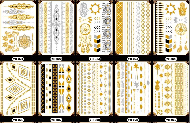 Waterproof Non Toxic Gold Foil Body Tattoo Sticker for ladies