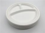 Cut Resistant 9" 3 Compartment Sugarcane Fibre Plates